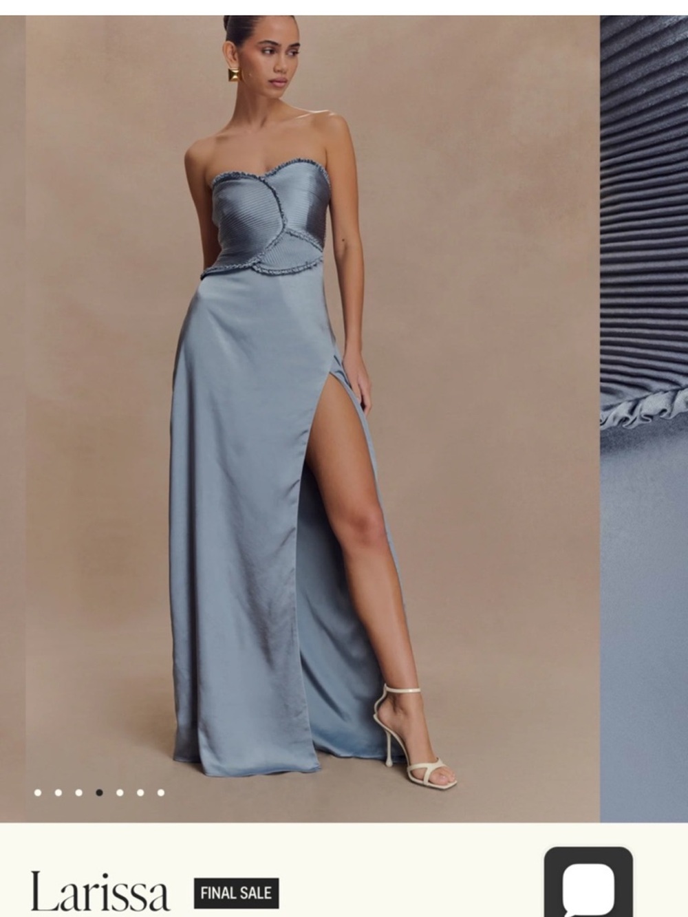 Meshki Powder Blue Strapless Satin Maxi Dress with Side Slit - Picture 2 of 5